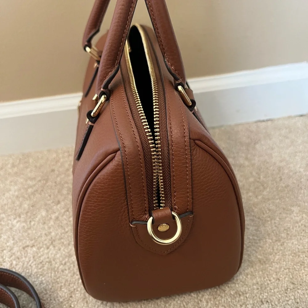 Coach Rowan Brown Pebbled Leather Satchel with Gold Hardware - Picture 6 of 12